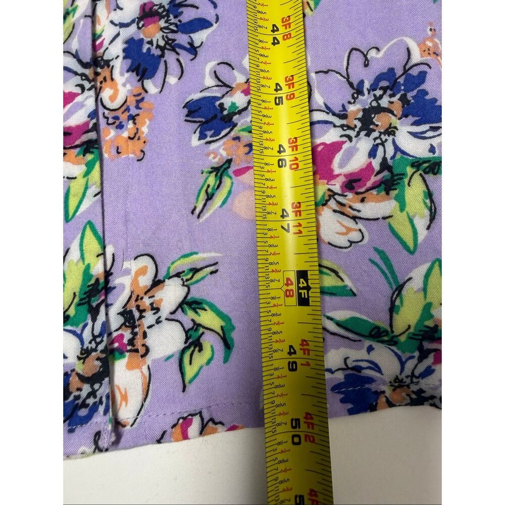 Koret Floral Midi Dress Purple Rayon Sleeveless Button Front Smocked Back Medium - Picture 10 of 13
